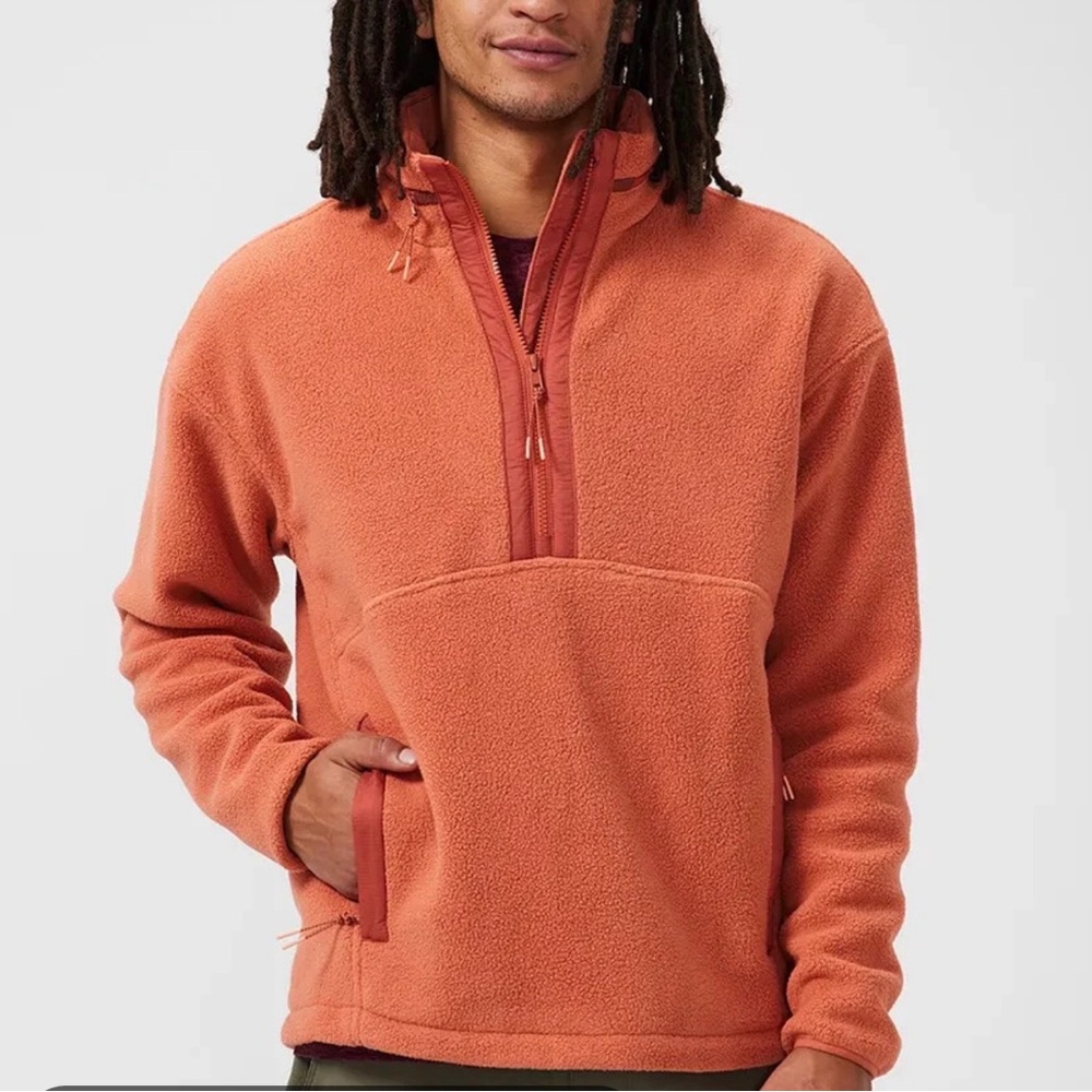 NEW Outdoor Voices Primo Fleece 1/2 half zip Rust Sweater size M